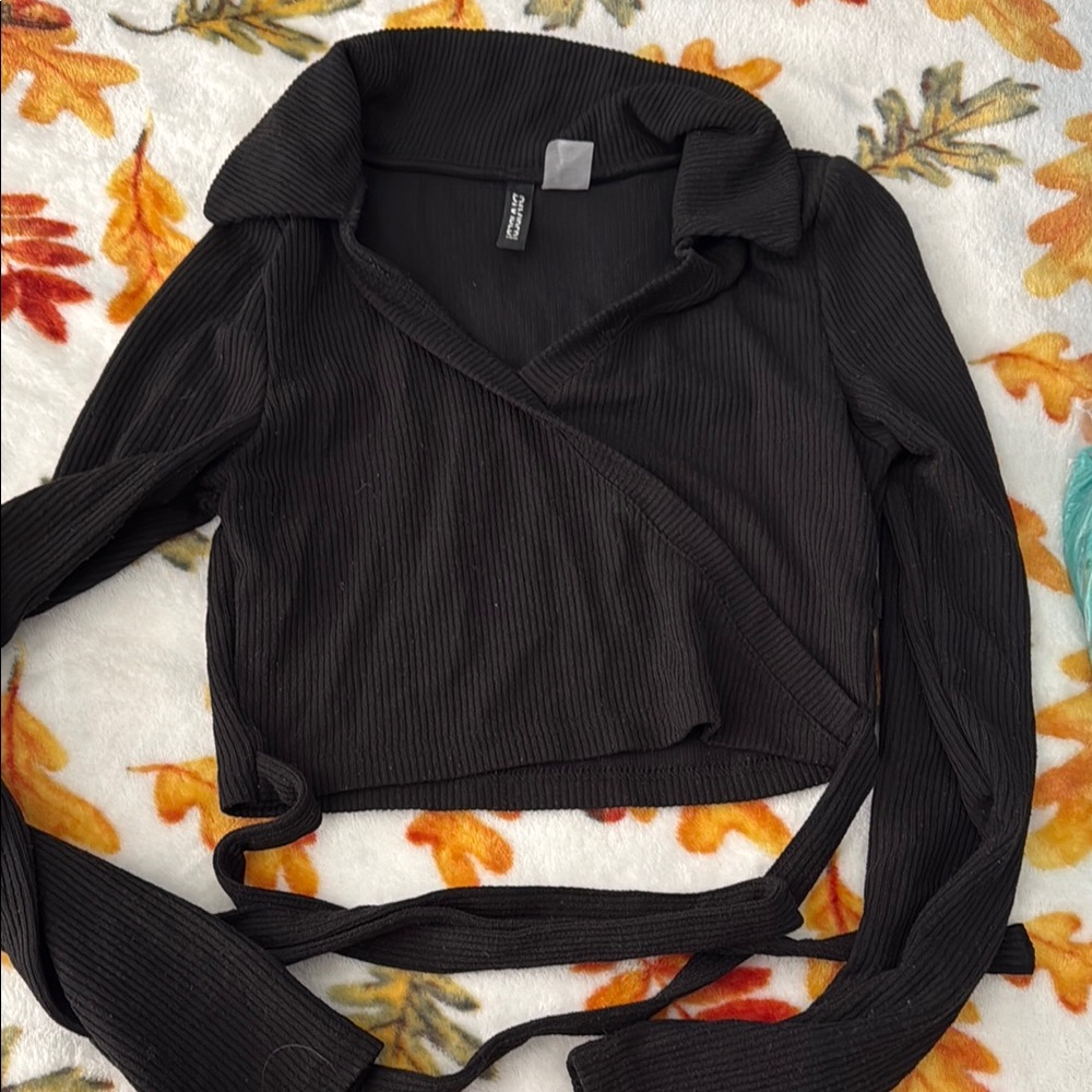 Shein Black Wrap Top